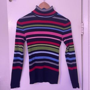 Jones New York Petite Colorful striped turtleneck